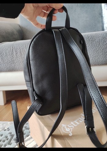Beden siyah Renk Stradivarius Siyah Deri Kadın Sırt Çantası