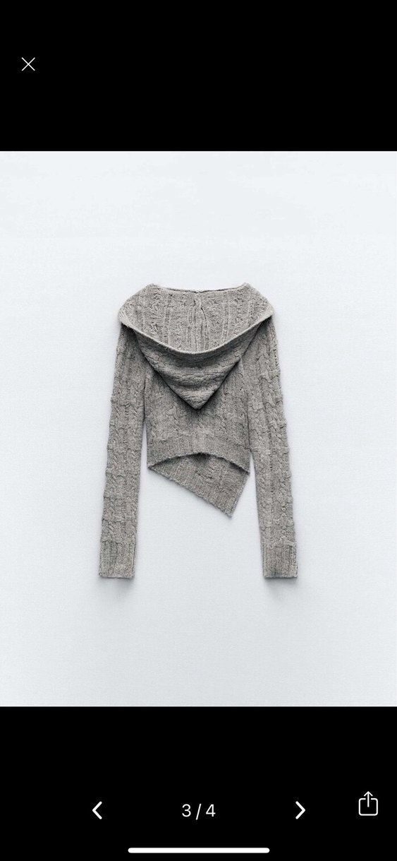 Zara V Yaka Gri Örgü Kadın Kazak - Görsel 3