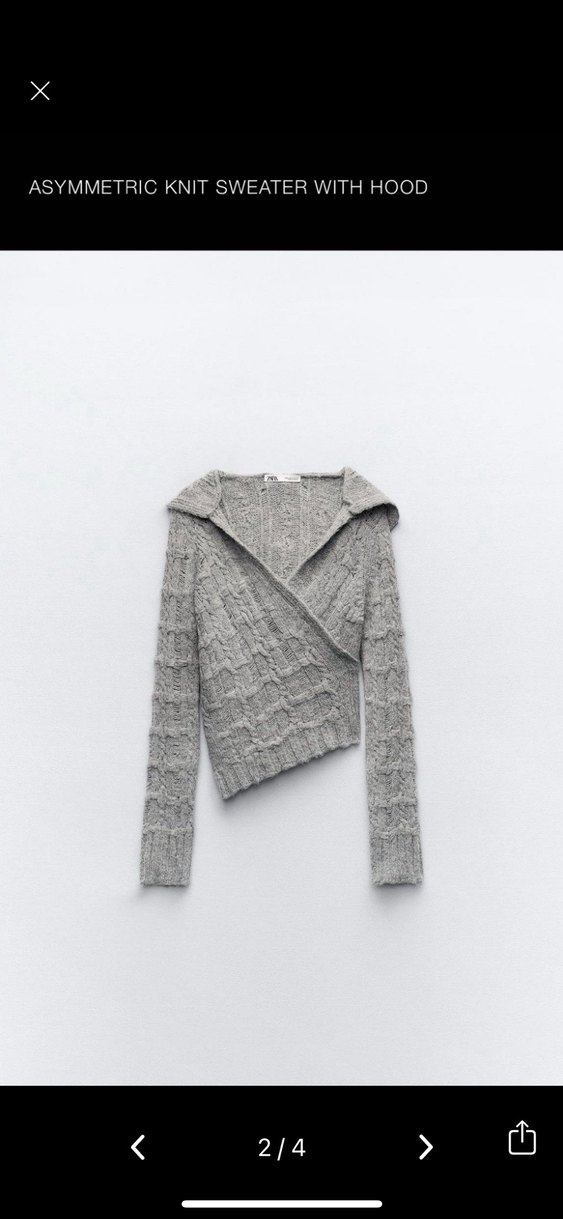 Zara V Yaka Gri Örgü Kadın Kazak - Görsel 2