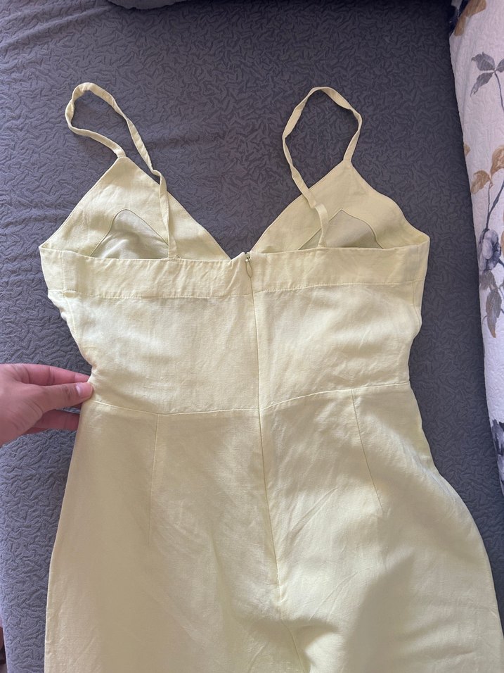 Stradivarius Haki Kadın Keten Pantolon - Görsel 5