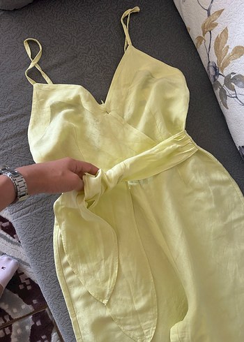xs Beden Zara Yağ Yeşili İnce Askılı Tulum