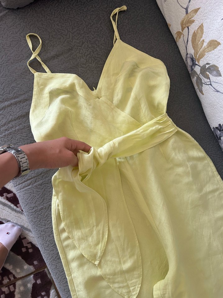 Zara Yağ Yeşili İnce Askılı Tulum - Görsel 2