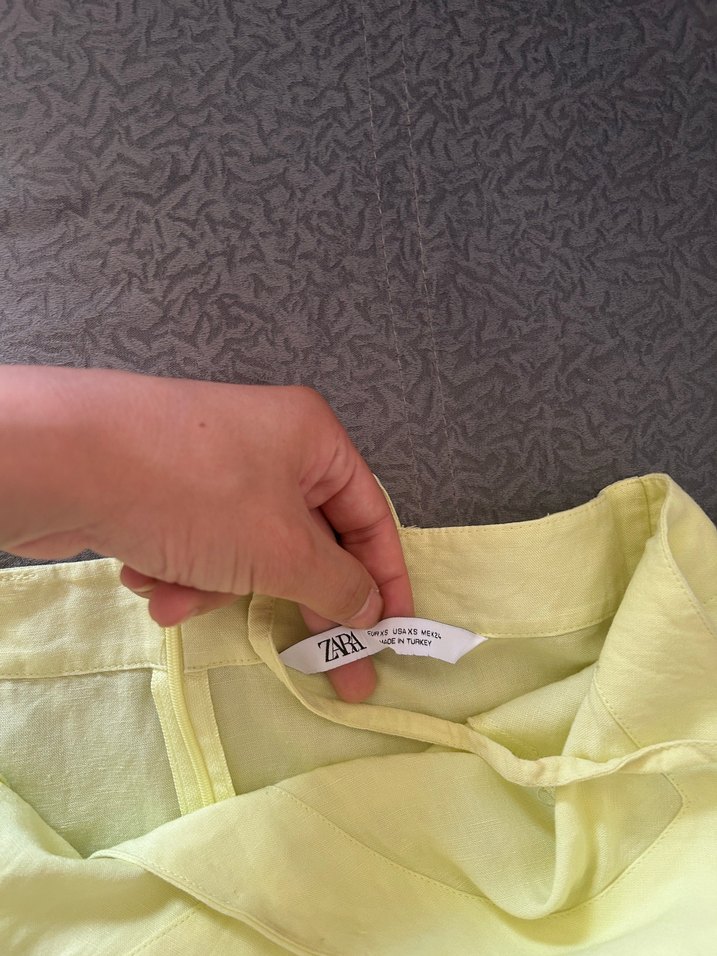 Zara Yağ Yeşili İnce Askılı Tulum - Görsel 3