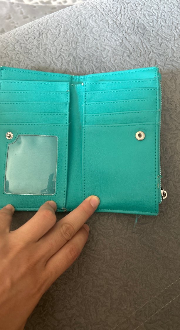 Stradivarius Turkuaz Deri Fermuarlı Kadın Cüzdan - Görsel 3