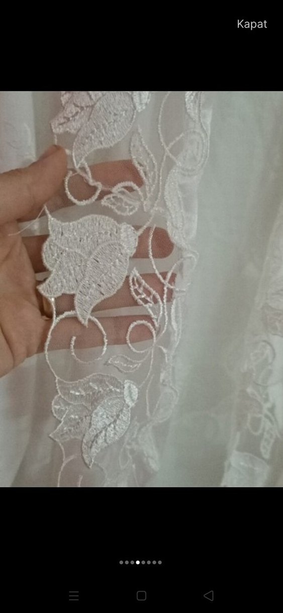 Uzun Kollu İşlemeli Beyaz sabahlık - Görsel 4