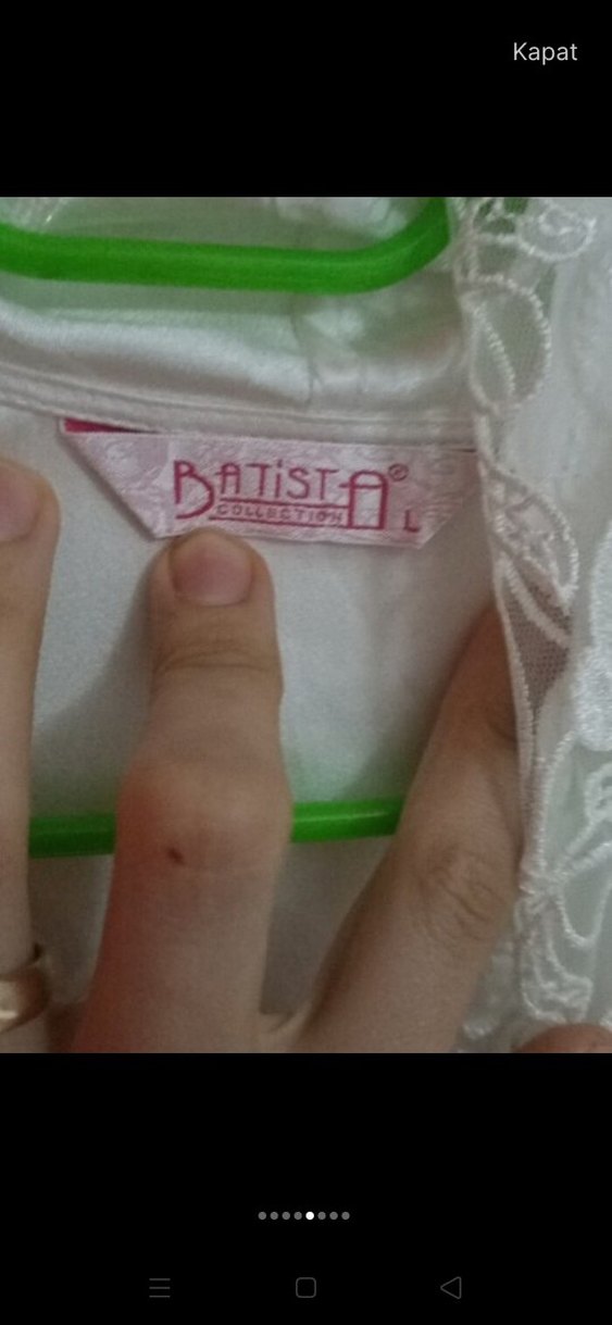 Uzun Kollu İşlemeli Beyaz sabahlık - Görsel 5