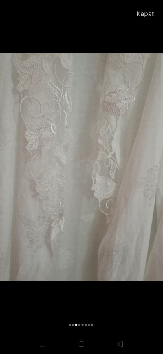 Uzun Kollu İşlemeli Beyaz sabahlık - Görsel 3