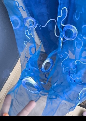 Koyu Mavi Batik Desenli Modern Perde İsviçre'den alındı - Görsel 3