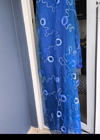 Koyu Mavi Batik Desenli Modern Perde İsviçre'den alındı - Görsel 2