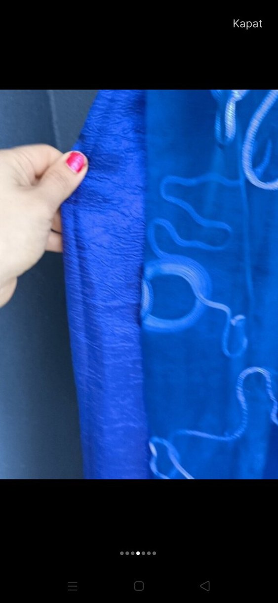 Koyu Mavi Batik Desenli Modern Perde İsviçre'den alındı - Görsel 4