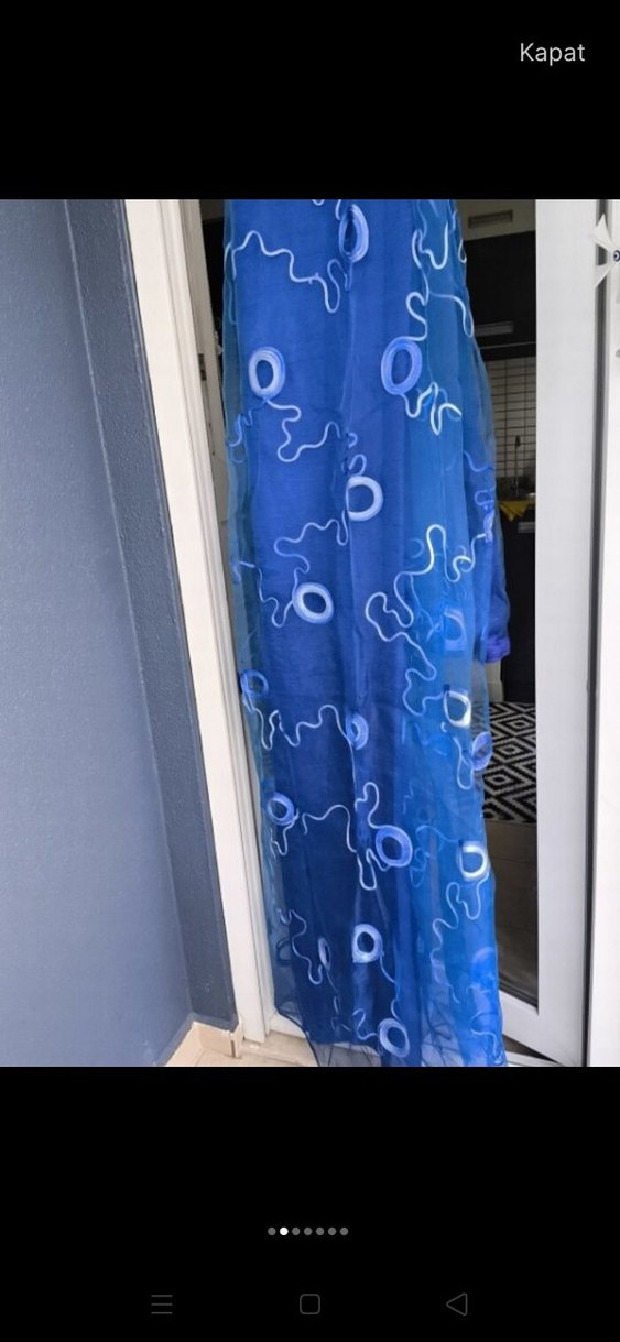 Koyu Mavi Batik Desenli Modern Perde İsviçre'den alındı - Görsel 2