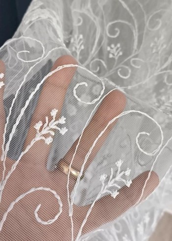 Bohem Nakışlı Beyaz Gri Tül Perde SIFIR ÜRÜN - Görsel 6