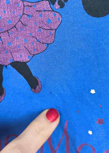 Kız Çocuk Mavi Baskılı Kısa Kollu TişörtSORMADAN ALIM YAPMAYIN!! - Görsel 4