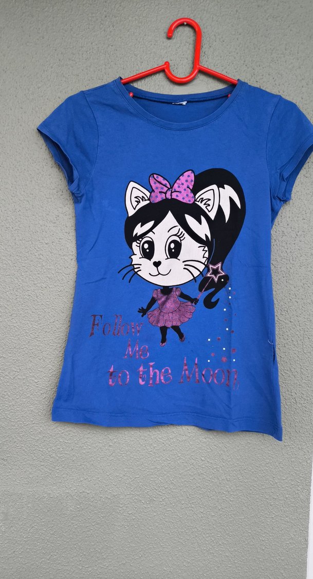 Kız Çocuk Mavi Baskılı Kısa Kollu TişörtSORMADAN ALIM YAPMAYIN!! - Görsel 2