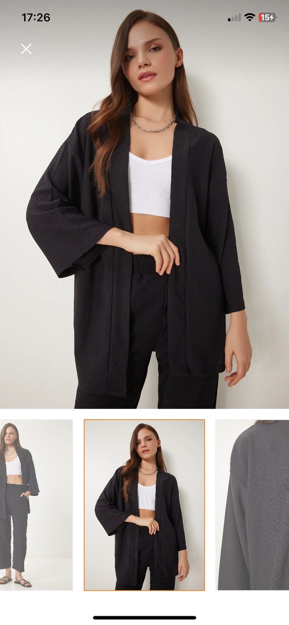 Happiness İstanbul Siyah Kimono Pantolon - Görsel 2