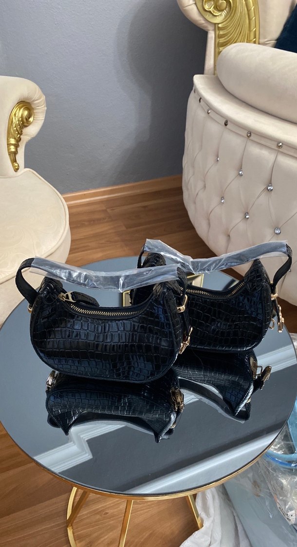 Klasik Siyah Yılan Derisi Desenli Kadın Çantası - Görsel 2