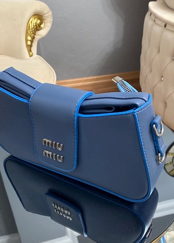 Miu Miu Mavi Deri Kadın Çanta - Görsel 2