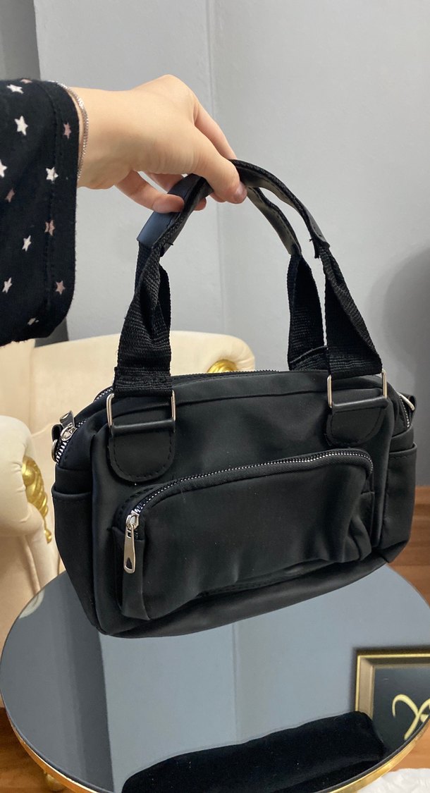 Tokalı Siyah Deri Kadın Çanta - Görsel 4