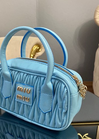 Mavi Deri Kadın El Çantası - Miu Miu - Görsel 2
