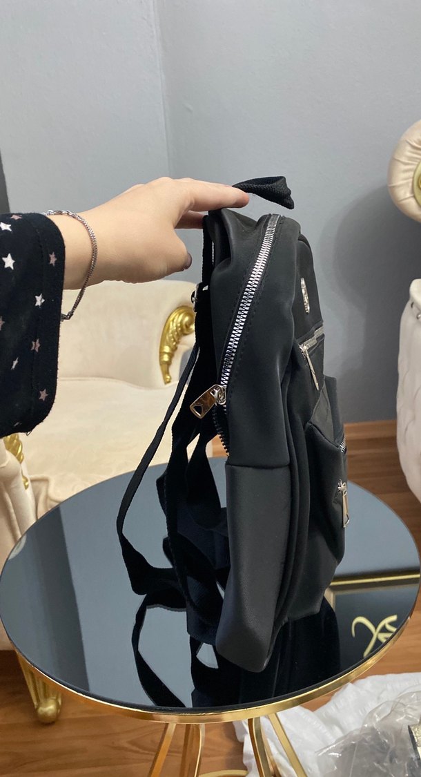 Kadın Siyah Deri Sırt Çantası - Görsel 4