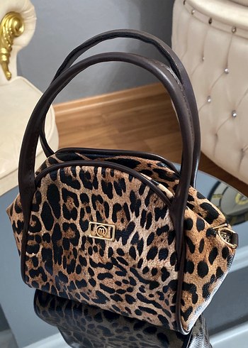 Kahverengi Leopar Desenli Kadın Deri Çanta - Görsel 3