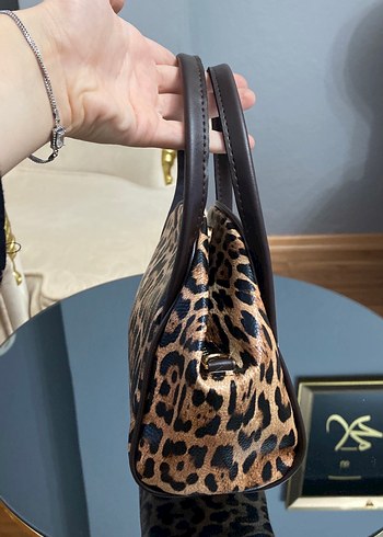 Kahverengi Leopar Desenli Kadın Deri Çanta - Görsel 4