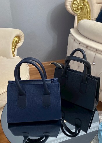 Klasik Şıklıkta Mavi Deri Kadın Çanta - Görsel 3