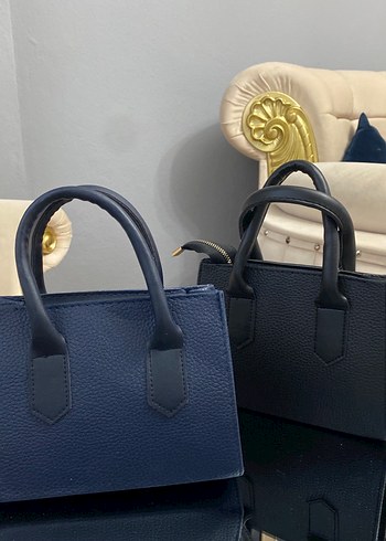 Klasik Şıklıkta Mavi Deri Kadın Çanta - Görsel 2