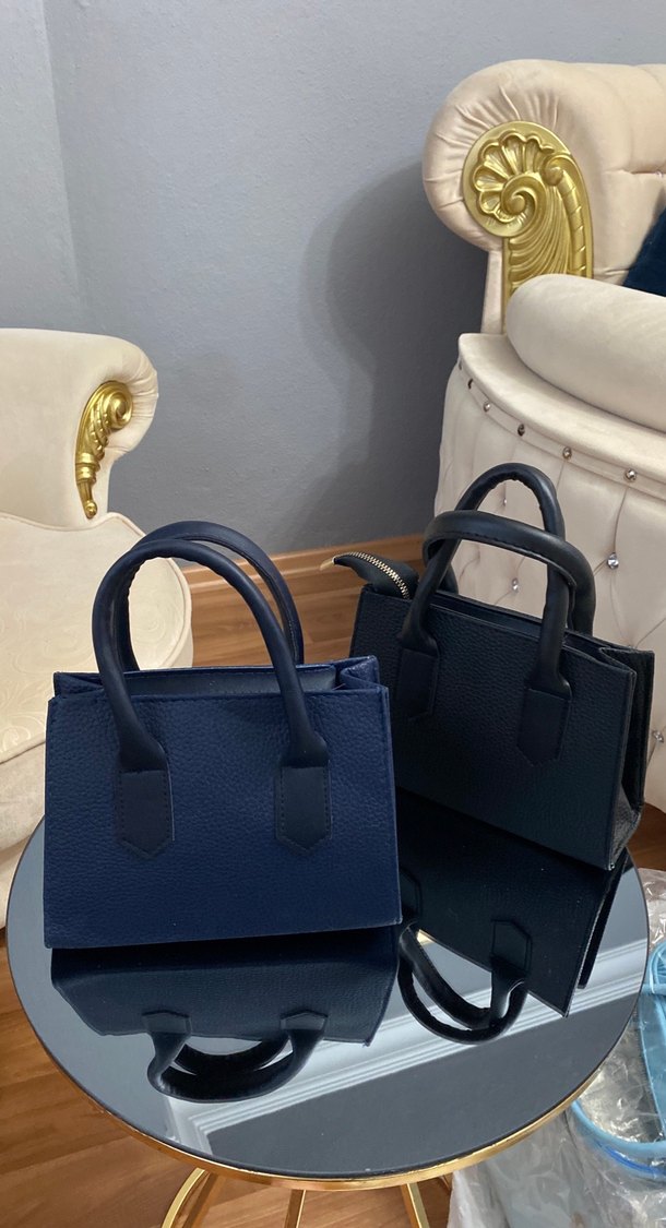 Klasik Şıklıkta Mavi Deri Kadın Çanta - Görsel 3