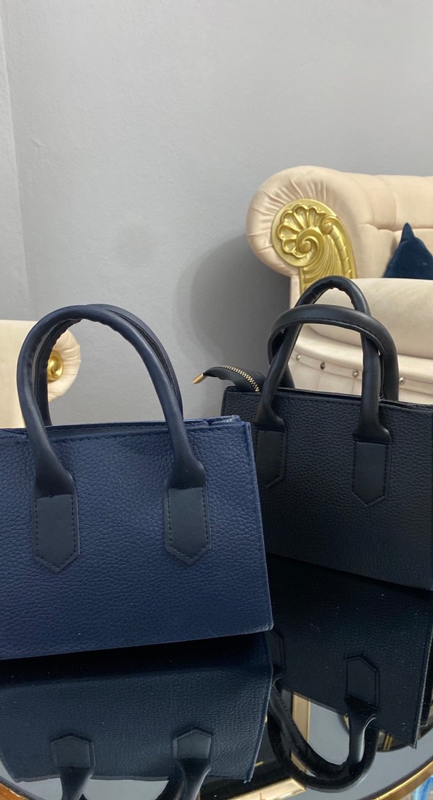 Klasik Şıklıkta Mavi Deri Kadın Çanta - Görsel 2