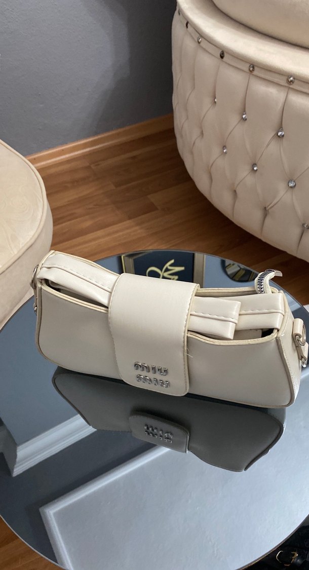 Beyaz Deri Kadın Omuz Çantası - Görsel 3