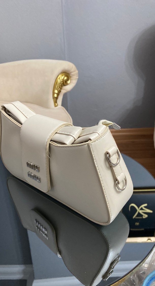 Beyaz Deri Kadın Omuz Çantası - Görsel 2