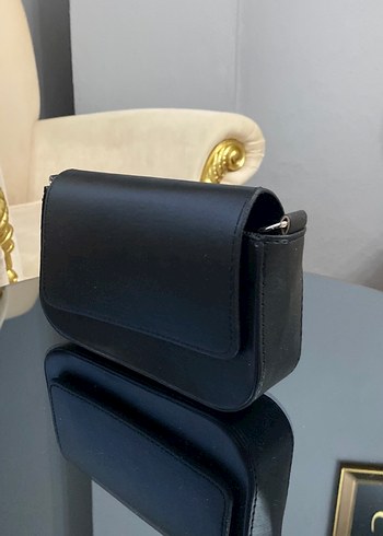 Siyah Minimalist Deri Kadın Çanta - Görsel 2