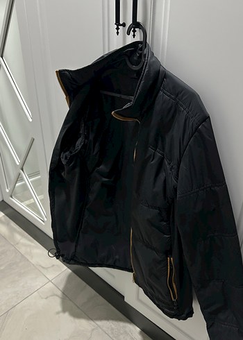 Unisex Siyah Biker Mont, Fermuarlı, Yüksek Yakalı - Görsel 4