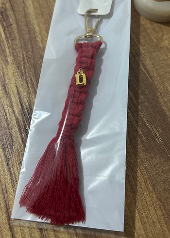 Bordo Püsküllü Bohem Anahtarlık - Görsel 4