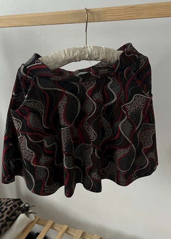 Bordo Desenli Drapeli Mini Hamile Eteği - Görsel 3