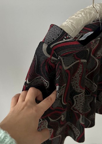 Bordo Desenli Drapeli Mini Hamile Eteği - Görsel 2