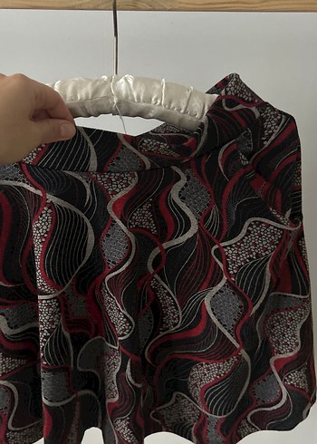 Bordo Desenli Drapeli Mini Hamile Eteği - Görsel 5