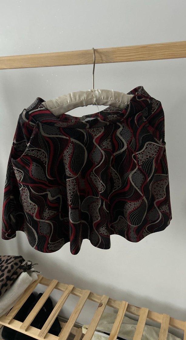 Bordo Desenli Drapeli Mini Hamile Eteği - Görsel 3