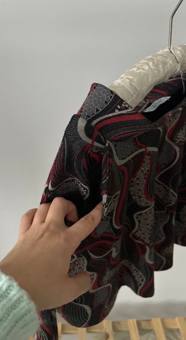 Bordo Desenli Drapeli Mini Hamile Eteği - Görsel 2