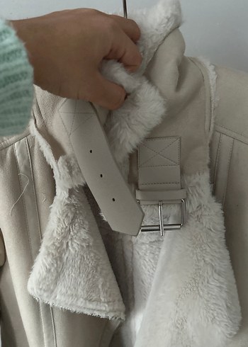 Süet Bej Kürklü Kadın Ceket - Görsel 3