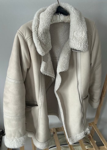 Süet Bej Kürklü Kadın Ceket - Görsel 2