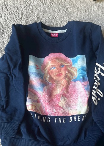 4 Yaş Beden mavi Renk Barbie Baskılı Koyu Mavi Kız Eşofman Takımı