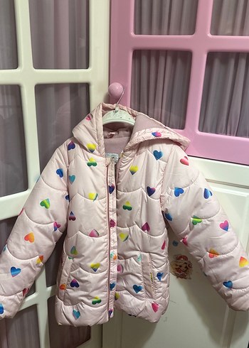 Kız Çocuk Kalp Desenli Pembe Mont - Görsel 2