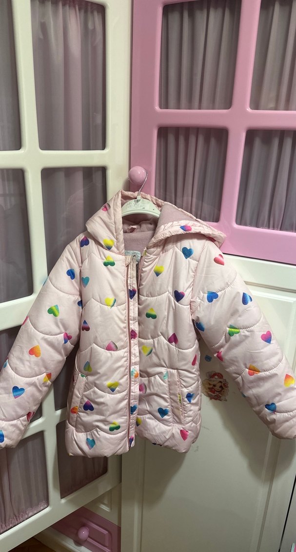 Kız Çocuk Kalp Desenli Pembe Mont - Görsel 2