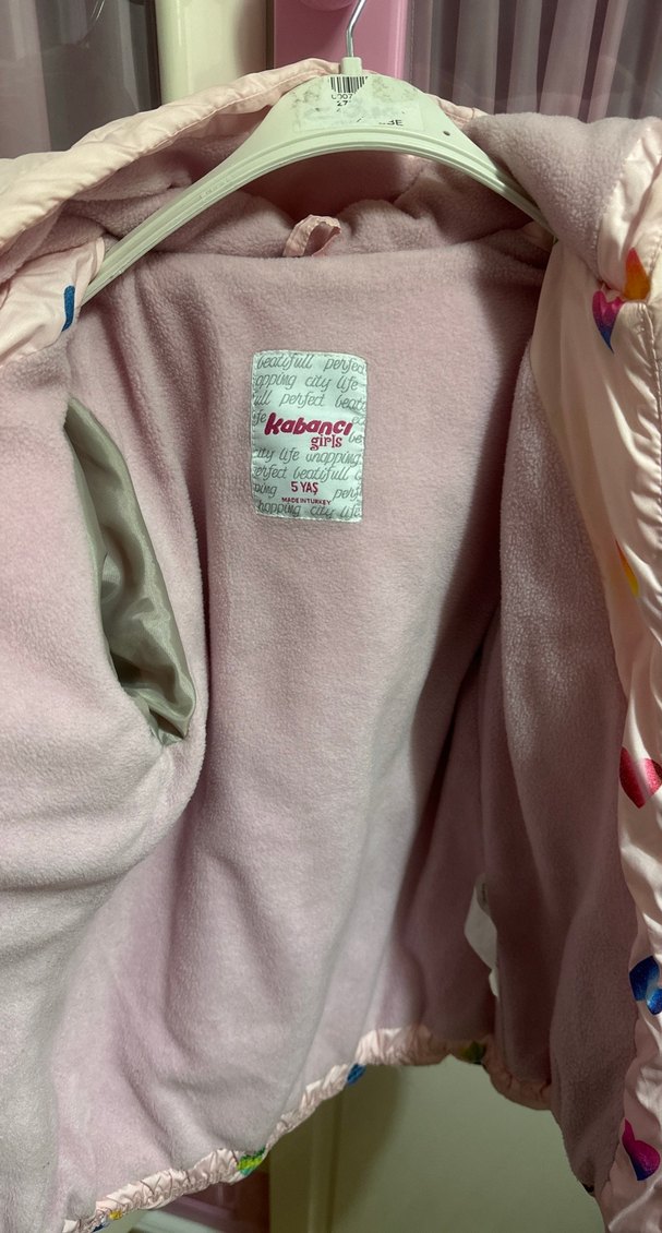 Kız Çocuk Kalp Desenli Pembe Mont - Görsel 3