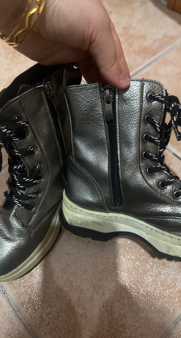 Kız Çocuk Gri Deri Yılan Desenli Bot - Görsel 5