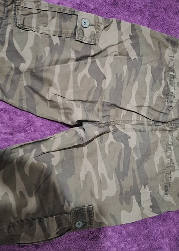 LC Waikiki Düğmeli Kamuflaj Desenli Kadın Kumaş Pantolon
