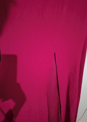 Bordo V Yaka Drapeli Uzun Abiye Elbise - Görsel 4