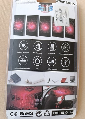 Beden Kırmızı Yıldız Dekorasyon Lambası USB